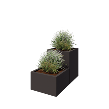 Stål plantekasse - 2-delt trappemodel - 100 x 50 x 60 cm - RAL7016 mat (antracitgrå) - Uden bundplade