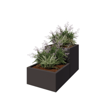 Stål plantekasse - 2-delt trappemodel - 120 x 60 x 60 cm - RAL7016 mat (antracitgrå) - Uden bundplade