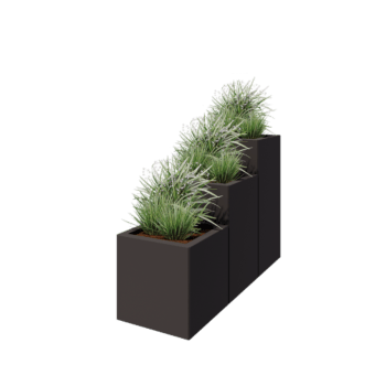Stål plantekasse - 3-delt trappemodel - 120 x 40 x 80 cm - RAL7016 mat (antracitgrå) - Uden bundplade