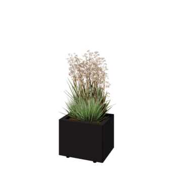 Stål plantekasse - Rektangel - 40 x 30 x 30 cm - RAL9005 mat (sort) - Med bundplade - Med ben