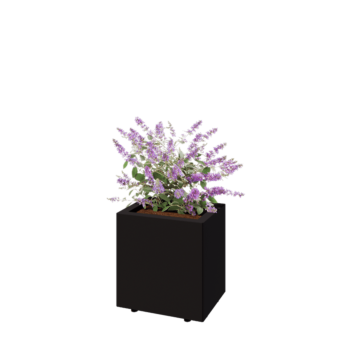 Stål plantekasse - Rektangel - 40 x 30 x 40 cm - RAL9005 mat (sort) - Med bundplade - Med ben