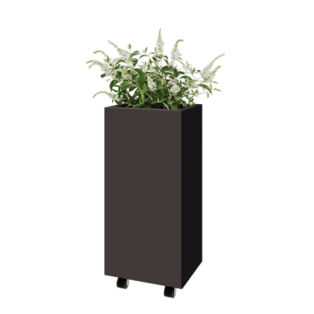 Stål plantekasse - Rektangel - 40 x 30 x 80 cm - Andre RAL-farve - Med bundplade - Met hjul