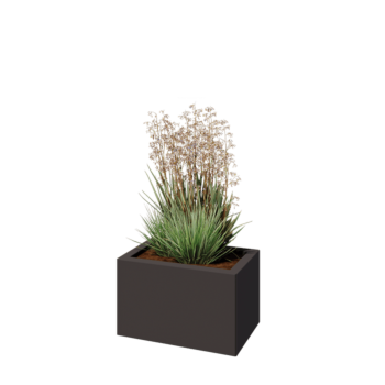 Stål plantekasse - Rektangel - 50 x 30 x 30 cm - RAL7016 mat (antracitgrå) - Med bundplade