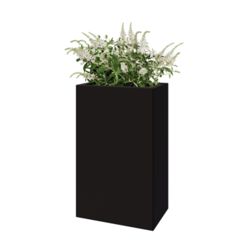 Stål plantekasse - Rektangel - 50 x 30 x 80 cm - RAL9005 mat (sort) - Med bundplade