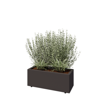 Stål plantekasse - Rektangel - 80 x 30 x 30 cm - RAL7016 mat (antracitgrå) - Med bundplade - Med ben