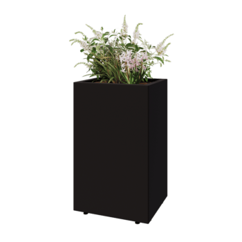 Stål plantekasse - Rektangel - 50 x 40 x 80 cm - RAL9005 mat (sort) - Med bundplade - Med ben