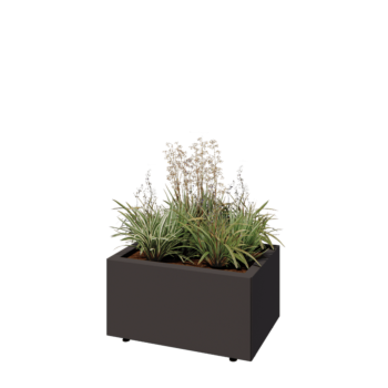 Stål plantekasse - Rektangel - 60 x 40 x 30 cm - RAL7016 mat (antracitgrå) - Med bundplade - Med ben