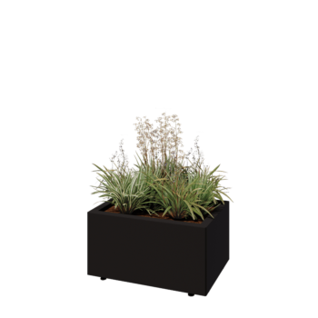 Stål plantekasse - Rektangel - 60 x 40 x 30 cm - RAL9005 mat (sort) - Med bundplade - Med ben