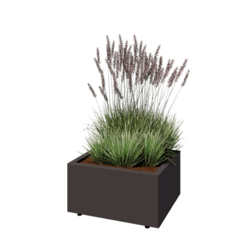 Stål plantekasse - Rektangel - 60 x 50 x 30 cm - RAL7016 mat (antracitgrå) - Med bundplade - Med ben