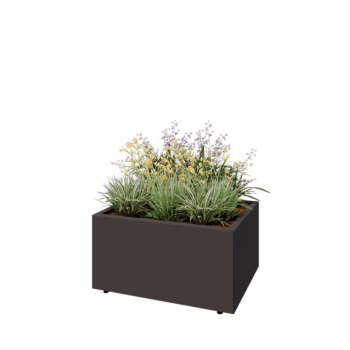 Stål plantekasse - Rektangel - 80 x 60 x 40 cm - RAL7016 mat (antracitgrå) - Med bundplade - Med ben