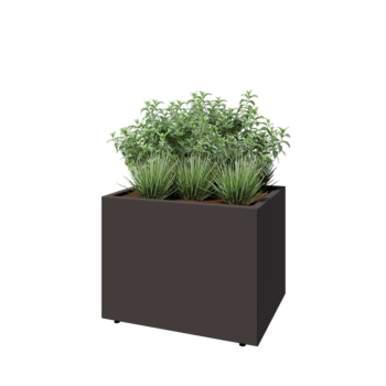 Stål plantekasse - Rektangel - 80 x 60 x 60 cm - RAL7016 mat (antracitgrå) - Med bundplade - Med ben