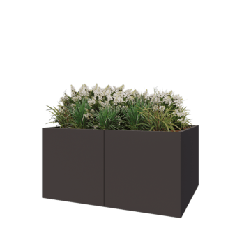 Stål plantekasse XXL - Rektangel - 160 x 120 x 80 cm - RAL7016 mat (antracitgrå) - Med bundplade