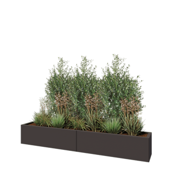 Stål plantekasse XXL - Rektangel - 200 x 30 x 30 cm - RAL7016 mat (antracitgrå) - Med bundplade