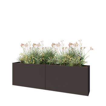 Stål plantekasse XXL - Rektangel - 200 x 30 x 60 cm - RAL7016 mat (antracitgrå) - Med bundplade