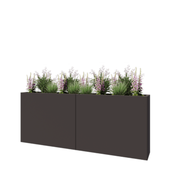 Stål plantekasse XXL - Rektangel - 200 x 30 x 80 cm - RAL7016 mat (antracitgrå) - Med bundplade