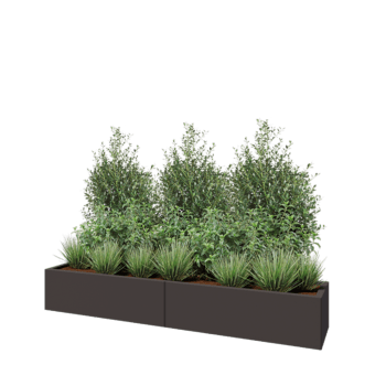 Stål plantekasse XXL - Rektangel - 200 x 40 x 30 cm - RAL7016 mat (antracitgrå) - Med bundplade