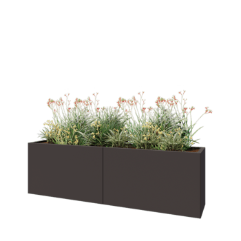 Stål plantekasse XXL - Rektangel - 200 x 40 x 60 cm - RAL7016 mat (antracitgrå) - Uden bundplade