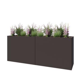 Stål plantekasse XXL - Rektangel - 200 x 50 x 80 cm - Andre RAL-farve - Med bundplade