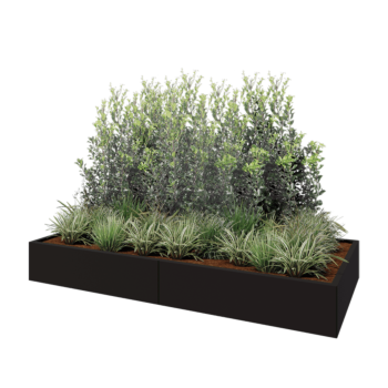 Stål plantekasse XXL - Rektangel - 240 x 100 x 30 cm - RAL9005 mat (sort) - Med bundplade