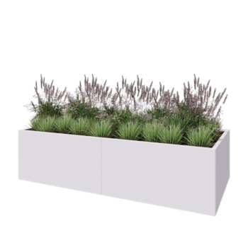 Stål plantekasse XXL - Rektangel - 240 x 100 x 60 cm - RAL9010 mat (hvid) - Med bundplade