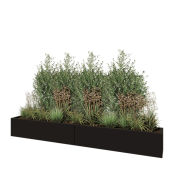 Stål plantekasse XXL - Rektangel - 240 x 30 x 30 cm - RAL9005 mat (sort) - Med bundplade