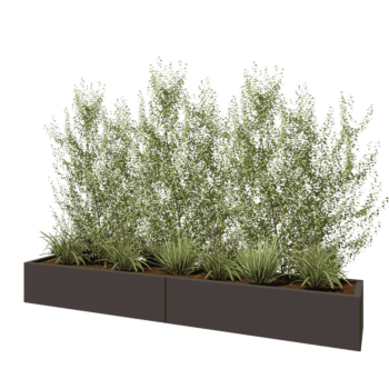 Stål plantekasse XXL - Rektangel - 240 x 40 x 30 cm - RAL7016 mat (antracitgrå) - Med bundplade