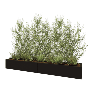 Stål plantekasse XXL - Rektangel - 240 x 40 x 30 cm - RAL9005 mat (sort) - Uden bundplade