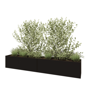 Stål plantekasse XXL - Rektangel - 240 x 40 x 40 cm - RAL9005 mat (sort) - Uden bundplade