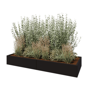 Stål plantekasse XXL - Rektangel - 240 x 80 x 30 cm - RAL9005 mat (sort) - Uden bundplade