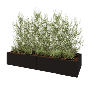 Stål plantekasse XXL - Rektangel - 240 x 80 x 40 cm - RAL9005 mat (sort) - Uden bundplade