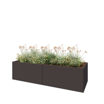 Stål plantekasse XXL - Rektangel - 240 x 80 x 60 cm - RAL7016 mat (antracitgrå) - Med bundplade