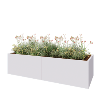 Stål plantekasse XXL - Rektangel - 240 x 80 x 60 cm - RAL9010 mat (hvid) - Uden bundplade