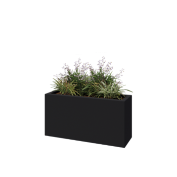 Plantekasse i glasfiber - Rektangel - 100 x 30 x 50 cm - RAL7021 mat (sortgrå) - Med bund