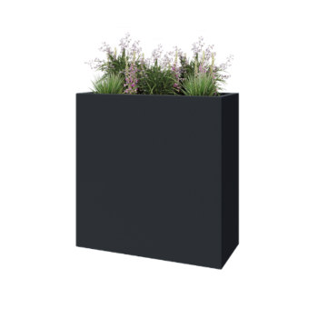 Plantekasse i glasfiber - Rektangel - 100 x 40 x 100 cm - RAL7021 mat (sortgrå) - Med bund