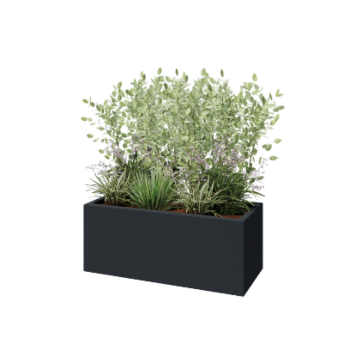 Plantekasse i glasfiber - Rektangel - 100 x 40 x 40 cm - RAL7021 mat (sortgrå) - Med bund