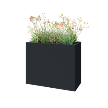 Plantekasse i glasfiber - Rektangel - 100 x 40 x 80 cm - RAL7021 mat (sortgrå) - Med bund