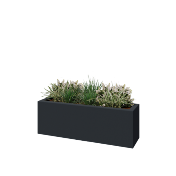 Plantekasse i glasfiber - Rektangel - 120 x 30 x 40 cm - RAL7021 mat (sortgrå) - Med bund