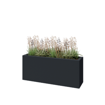 Plantekasse i glasfiber - Rektangel - 120 x 30 x 50 cm - RAL7021 mat (sortgrå) - Med bund