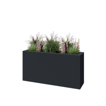 Plantekasse i glasfiber - Rektangel - 120 x 30 x 60 cm - RAL7021 mat (sortgrå) - Med bund