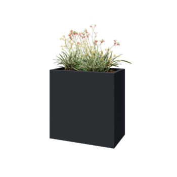 Plantekasse i glasfiber - Rektangel - 80 x 40 x 80 cm - RAL7021 mat (sortgrå) - Med bund