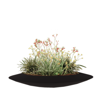 Plantekasse i glasfiber - Skål - Ø 120 x 20 cm - RAL9005 mat (sort) - Med bund