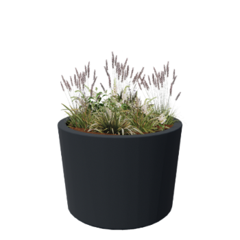 Plantekasse i glasfiber - Konisk - Ø 120 x 80 cm - RAL7021 mat (sortgrå) - Med bund