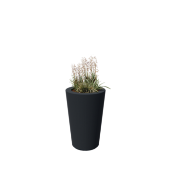 Plantekasse i glasfiber - Konisk - Ø 55 x 76 cm - RAL7021 mat (sortgrå) - Med bund