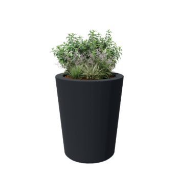 Plantekasse i glasfiber - Konisk - Ø 89 x 100 cm - RAL7021 mat (sortgrå) - Med bund