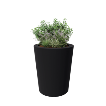 Plantekasse i glasfiber - Konisk - Ø 89 x 100 cm - RAL7021 mat (sortgrå) - Med bund