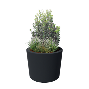 Plantekasse i glasfiber - Konisk - Ø 95 x 70 cm - RAL7021 mat (sortgrå) - Med bund