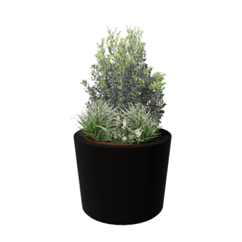 Plantekasse i glasfiber - Konisk - Ø 95 x 70 cm - RAL9005 mat (sort) - Med bund