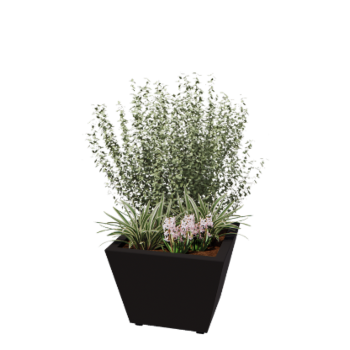 Stål plantekasse - Kegle - 60 x 60 x 41,5 cm - Svejset - RAL9005 mat (sort) - Med bundplade