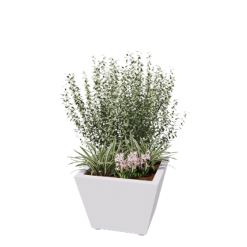 Stål plantekasse - Kegle - 60 x 60 x 41,5 cm - Svejset - RAL9010 mat (hvid) - Med bundplade