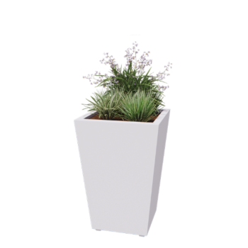 Stål plantekasse - Kegle - 60 x 60 x 81,5 cm - Svejset - RAL9010 mat (hvid) - Med bundplade